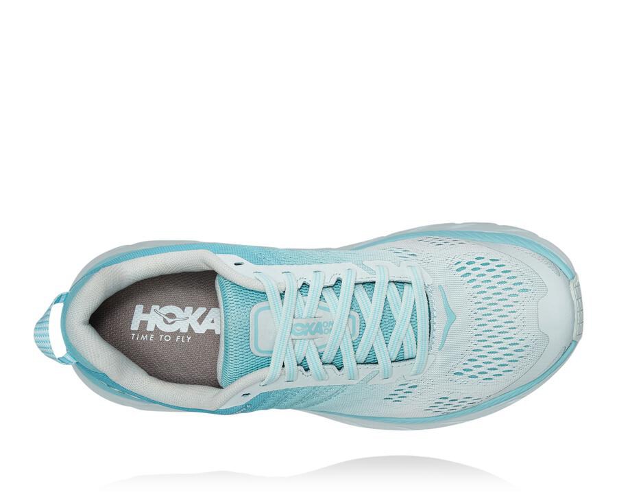 Walking Shoes Womens - Hoka One One Clifton 6 - Blue/White - SKZATYN-36